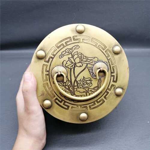 古玩铜器复古提手首饰铜盒子造型妥当图案生动唯美家庭实用品收藏