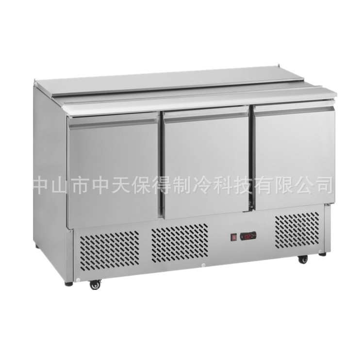 欧款商用开槽沙拉台水果捞保鲜台小菜冰箱冷藏保鲜柜双温操作台
