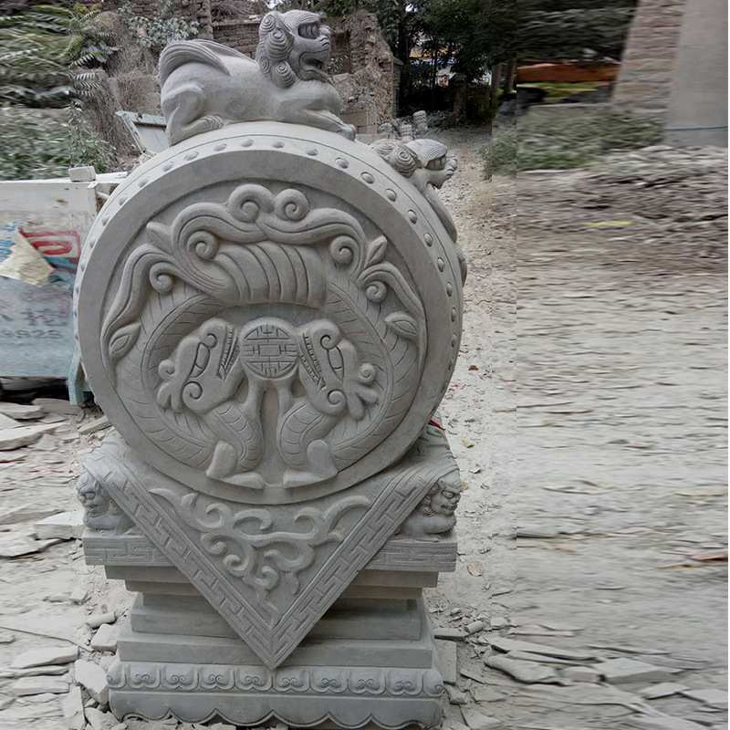 现货出售石雕抱鼓石 家门石门墩抱鼓石 仿古石雕柱顶石石墩