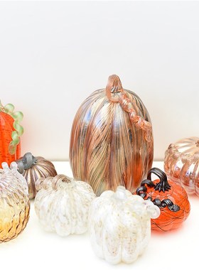 每周一三五1g0点上新/彩色玻璃南瓜摆件法式田园风民宿家居装饰品