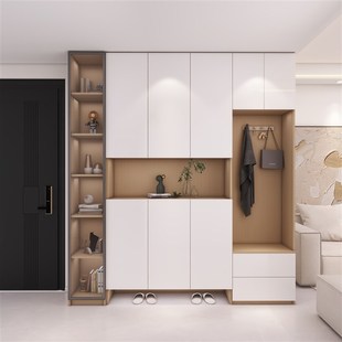 入户鞋柜一门到顶实木定r制穿衣柜挂衣柜隔断柜置物柜侧靠墙高鞋