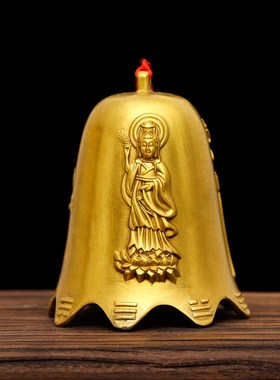 铜铃铛纯铜铜风铃八角铜钟室外屋檐铃铛挂件八卦观音大号五黄铜铃