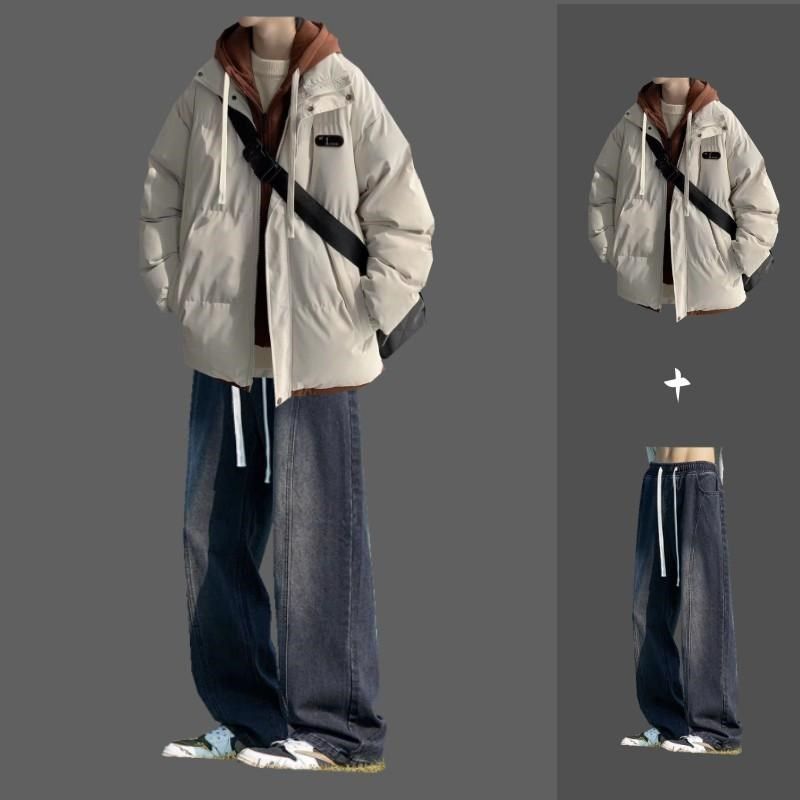 冬季加厚棉服青少年面包服潮流休闲套装男款假两件保暖棉衣外套,男装,时尚套装,淘宝优惠券,粉丝福利购,淘宝优惠卷