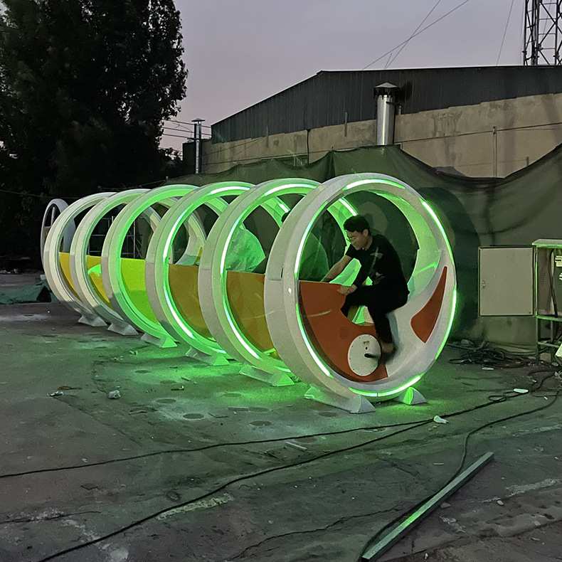 无动力单车喷泉发光单车脚踏发光自行车户外动感骑行单车游乐设备