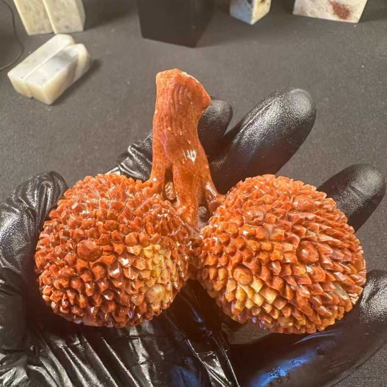 寿山石峨嵋石荔枝大吉大利摆件天然石雕雅玩工艺品茶宠