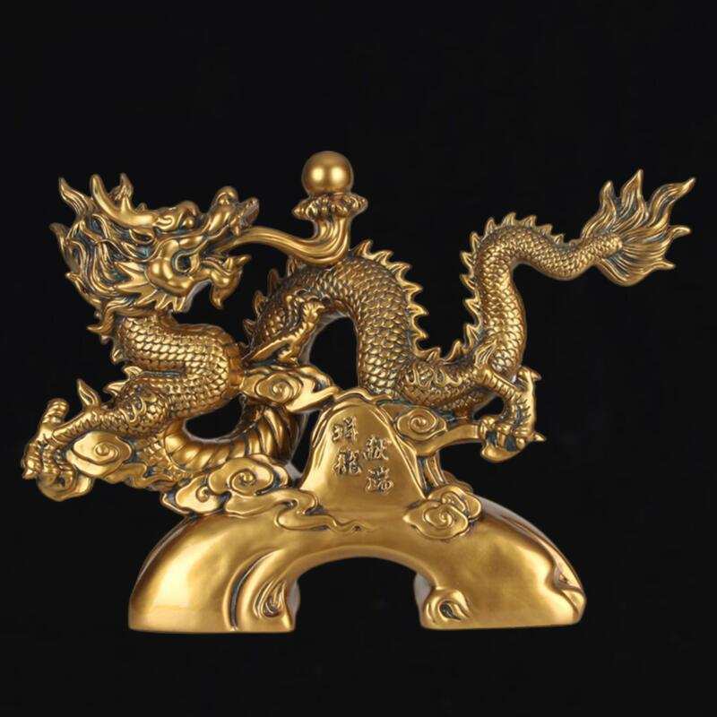 十二生肖龙摆件铜树脂工艺品客厅玄关博古架木雕装饰品办公室摆设