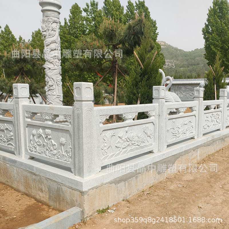 石雕栏板汉白玉栏杆河道石头拱桥护栏庭院围栏大理石花岗岩升旗台