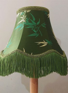 中式复古灯罩外壳diy台灯罩通用欧美流苏绿色艺术宫廷手工遮光罩
