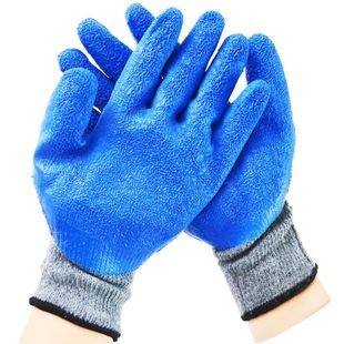 鹏达皱纹劳保手套皱纹浸胶工作耐磨防滑加厚棉线挂胶干活胶皮手套