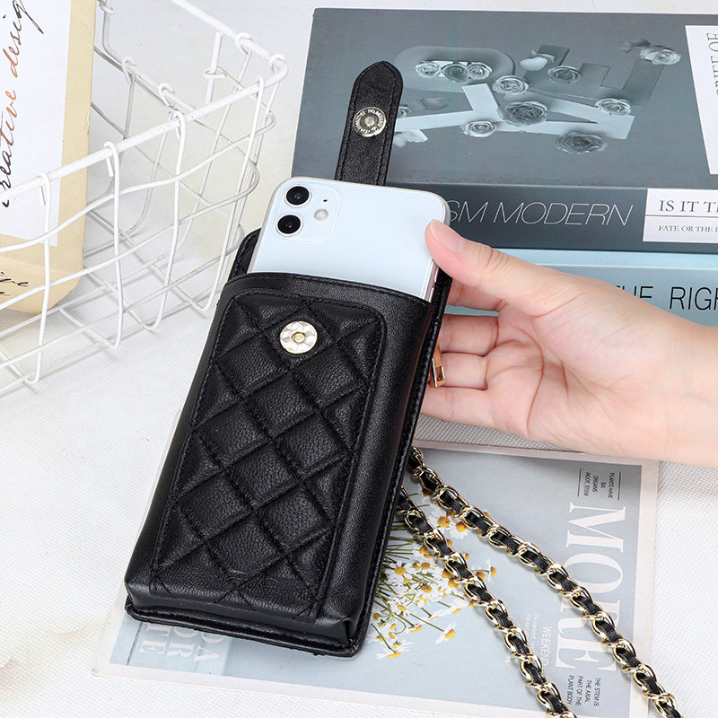 2021新款羊皮手机包女链条斜挎一体卡包长款大容量多功能韩版小包