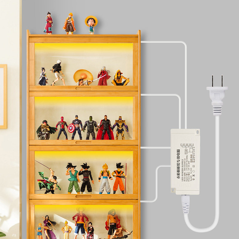 手办展示柜灯带置物书柜橱柜子模型玩具收纳柜多层陈列柜货架灯条