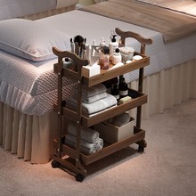 美容小推车置物架美容院专用工具车竹制实木三层美发美甲店储物柜