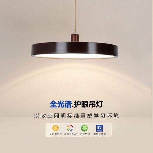 核挑色原木单头吊灯日式餐厅茶室卧室吊灯商业办公室照明全光谱灯