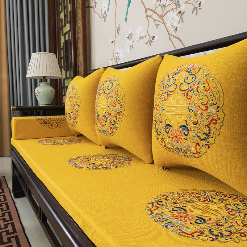 红木沙发坐垫家具椅子坐垫实木沙发垫新中式红木坐垫刺绣防滑定制