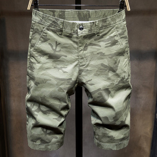 韩版 修身 弹力中裤 迷彩短裤 运动五分裤 薄款 潮流休闲男士 男潮牌夏季