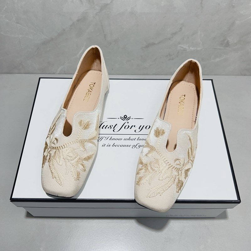 国风新中式方头平底单鞋2024新款舒适软底旗袍鞋复古刺绣豆豆瓢鞋,女鞋,乐福鞋（豆豆鞋）,淘宝优惠券,粉丝福利购,淘宝优惠卷