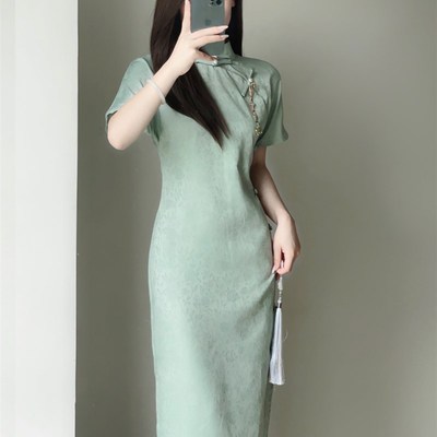 花开栀夏古法平裁全开襟旗袍2024夏季复古民国年轻款少女传统学生