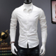 白衬衫 商务正装 男长袖 2024春秋季 修身 休闲寸衫 潮纯色暗扣男士 衬衣