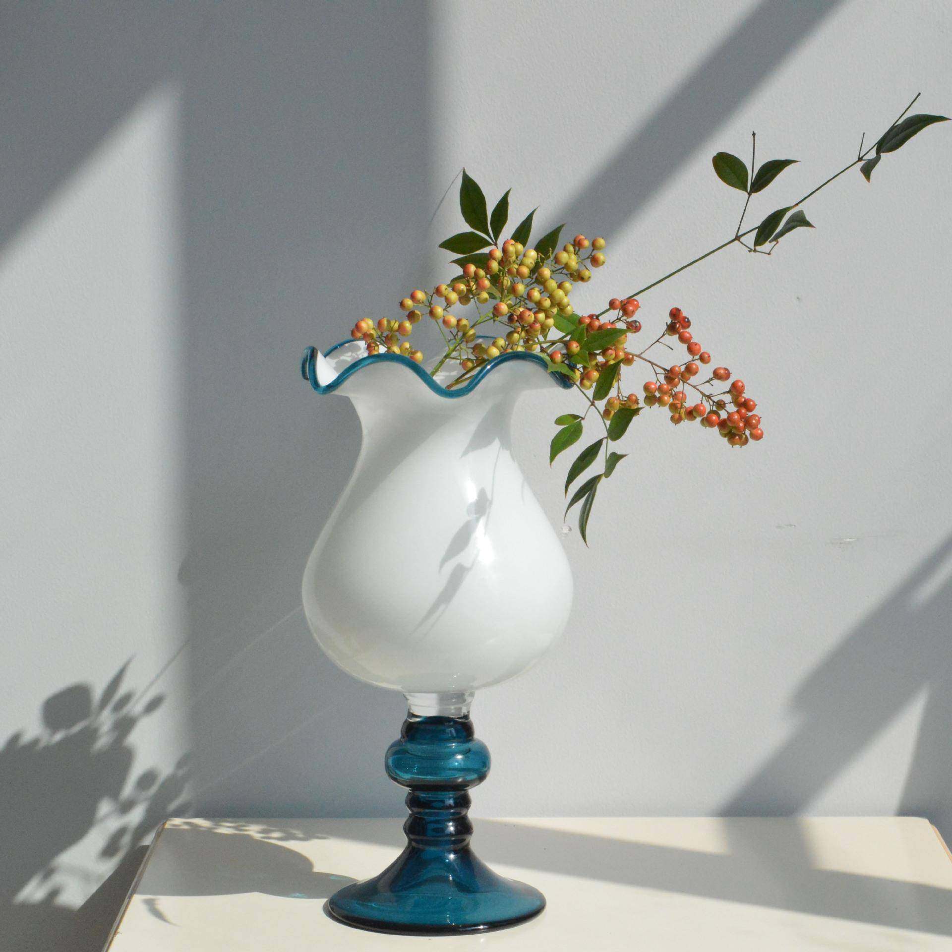 法式中古柔光铃兰玻璃花瓶蓝色拼奶油白手工风灯插花装饰品摆件,纺织面料/辅料/配套,纺织机械配件,淘宝优惠券,粉丝福利购,淘宝优惠卷