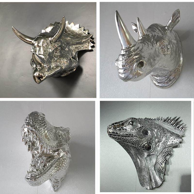 电影院儿童游乐园墙装面饰品三角恐龙犀牛蜥蜴头壁挂壁饰动物模型