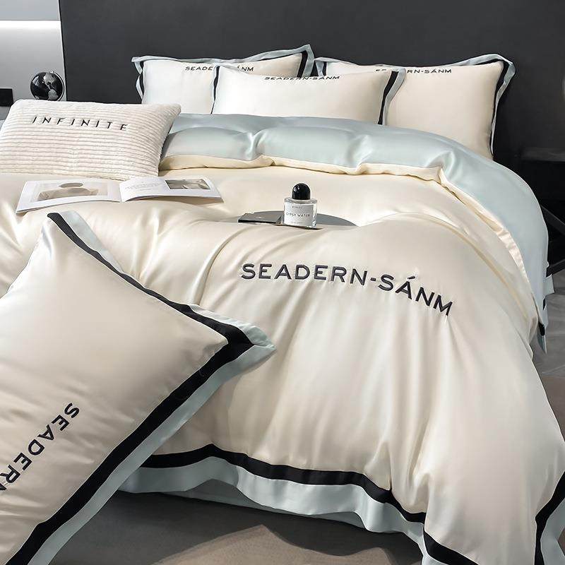 冰丝四件套丝滑裸睡被套轻奢高级床单1.8m双人床笠夏季床上三件套