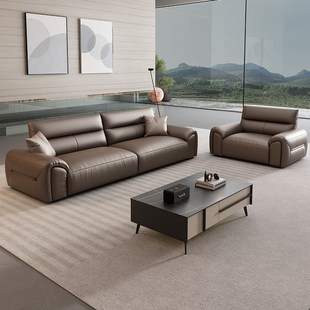 办公沙发真皮简约现代商务接待室会客休闲贵宾茶几组合套装 三人位