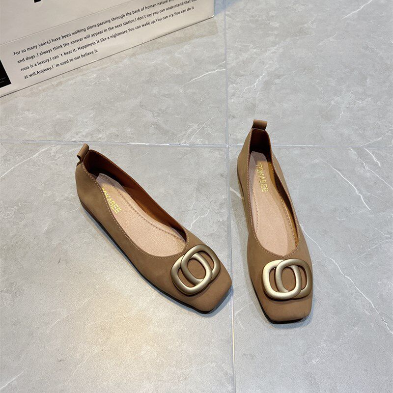 春秋百搭豆豆鞋女夏2024新款复古方扣奶奶鞋软皮粗跟温柔平底单鞋,女鞋,浅口单鞋,淘宝优惠券,粉丝福利购,淘宝优惠卷