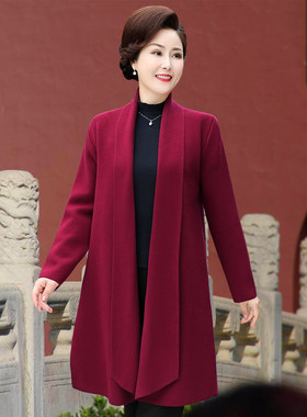 中老年喜宴胖妈妈婚宴装礼服冬加肥加大码高贵红色喜婆婆外套大衣