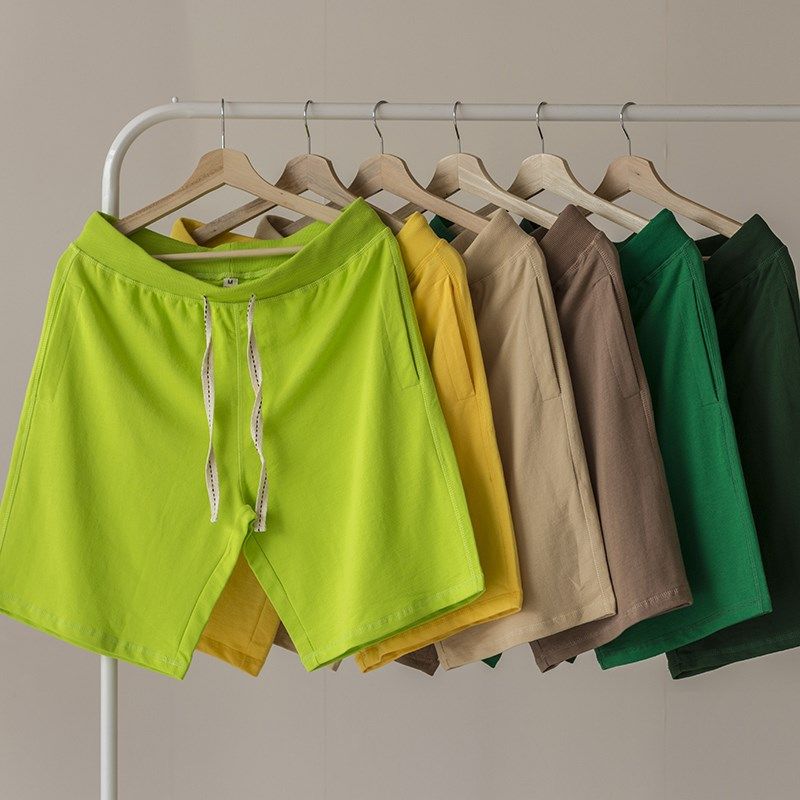2021夏季新款浅绿色 卡其色纯棉短裤男女抽绳五分裤运动宽松潮流,男装,休闲裤,淘宝优惠券,粉丝福利购,淘宝优惠卷