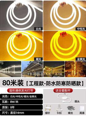 柔性霓虹灯户外广告带软工程灯超亮防水圆形亮化lVed客厅氛围灯