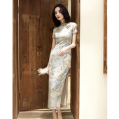 年轻款 少女时尚 日常新式 改良旗袍裙夏季 连衣裙中国风复古长款 优雅