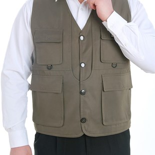 爸爸装 新款 坎肩马夹 春秋季 多口袋兜马甲背 中老年人男士 中年男装