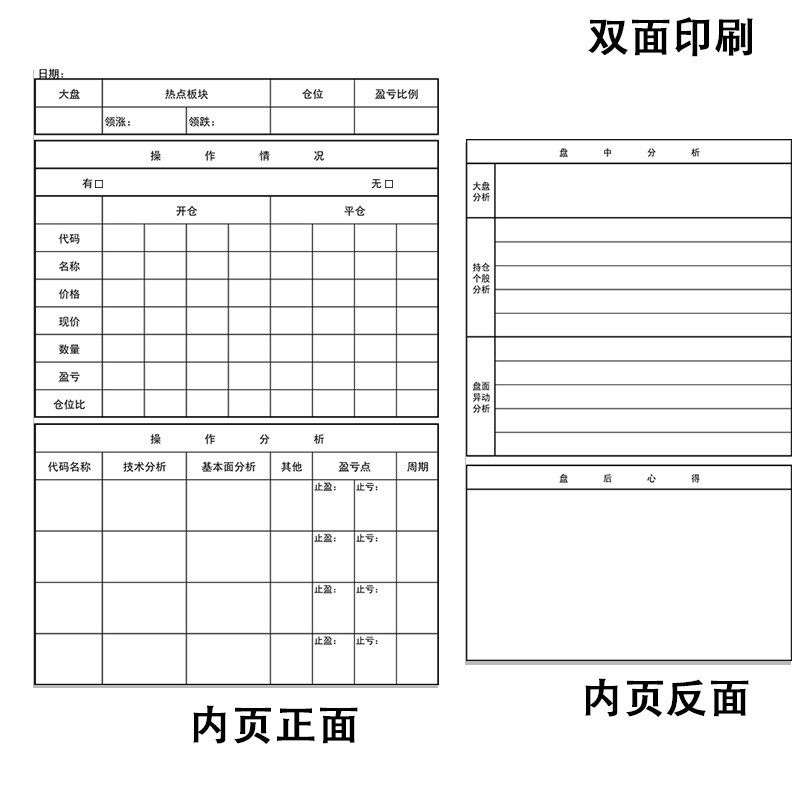 股票交易记录炒股操盘手大盘行情登记本基金账本笔记本A4可定制