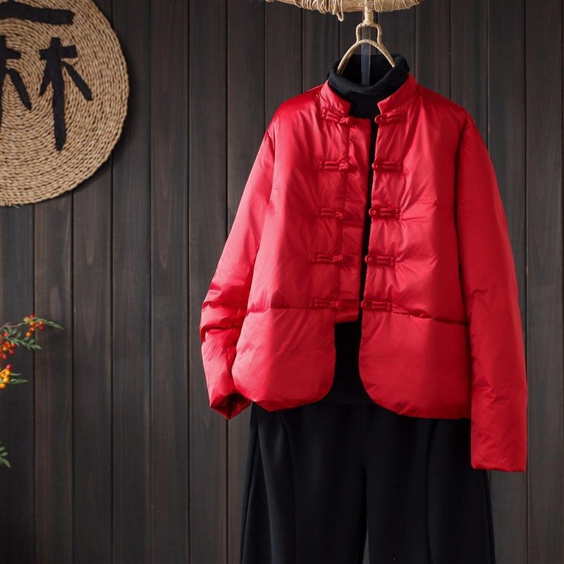 冬季新中式国风羽绒服对襟手作盘扣贵气老钱风2024新款高级感洋气