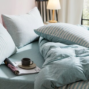 加厚针织天竺棉床上三四件套裸睡亲肤全纯棉简约日V式床单床笠用