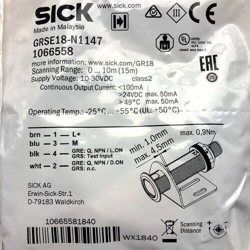 SICK光电开关GRSE18-N1147GRE18-N1137GRE18-P1137GRS18-D1346