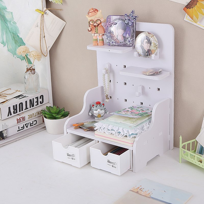 学习多层收纳盒展示桌上书桌v收纳办公桌书架桌面置物架家用洞洞