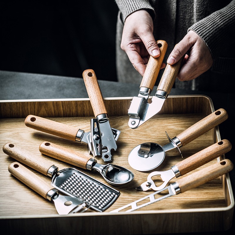 不锈钢厨房工具7件套家用开瓶器压蒜器削皮器Q挖球勺刨丝器开罐器