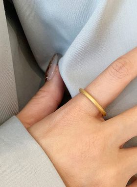 大码戒指女胖MM古法传承磨砂哑光胖手大圈口大号时尚个性食指指环