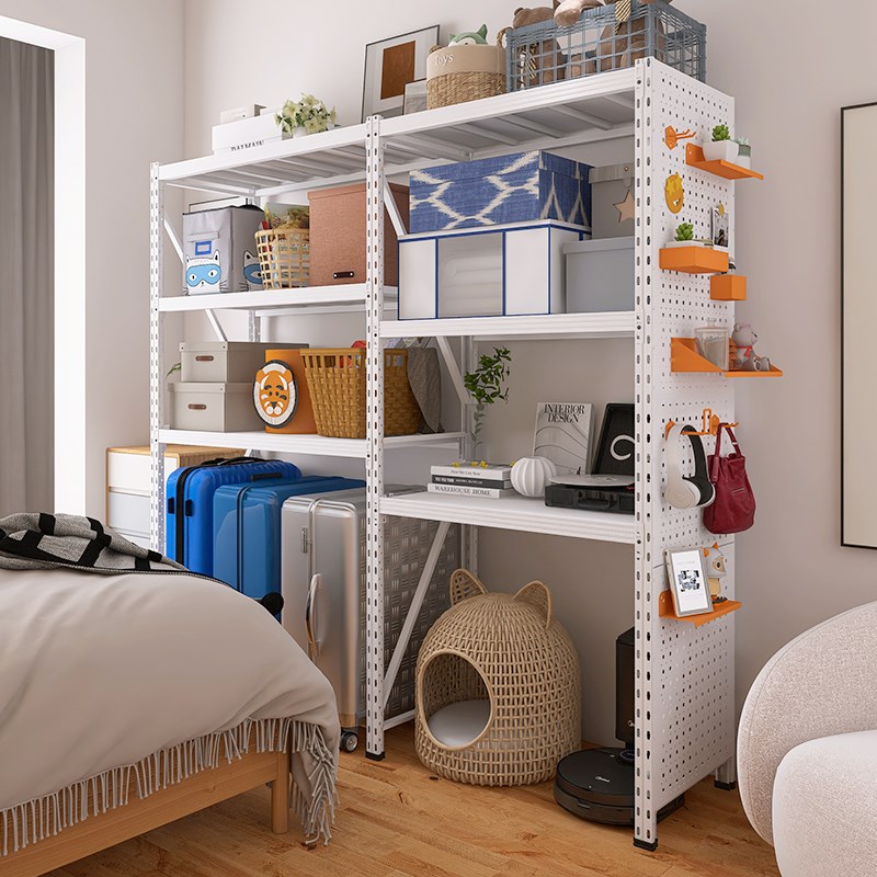 白色三层货架置物架家用多层下空式洞洞板阳台行P李拉杆箱收纳架m