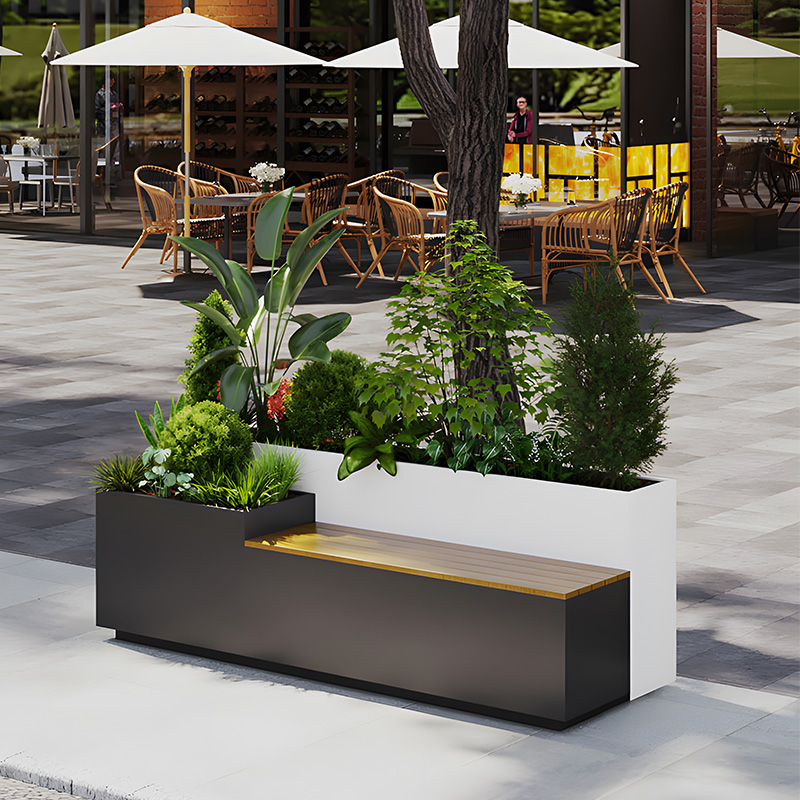 户外阳台露台花箱庭n院种植箱花坛组合休息椅座椅长凳发光隔断围