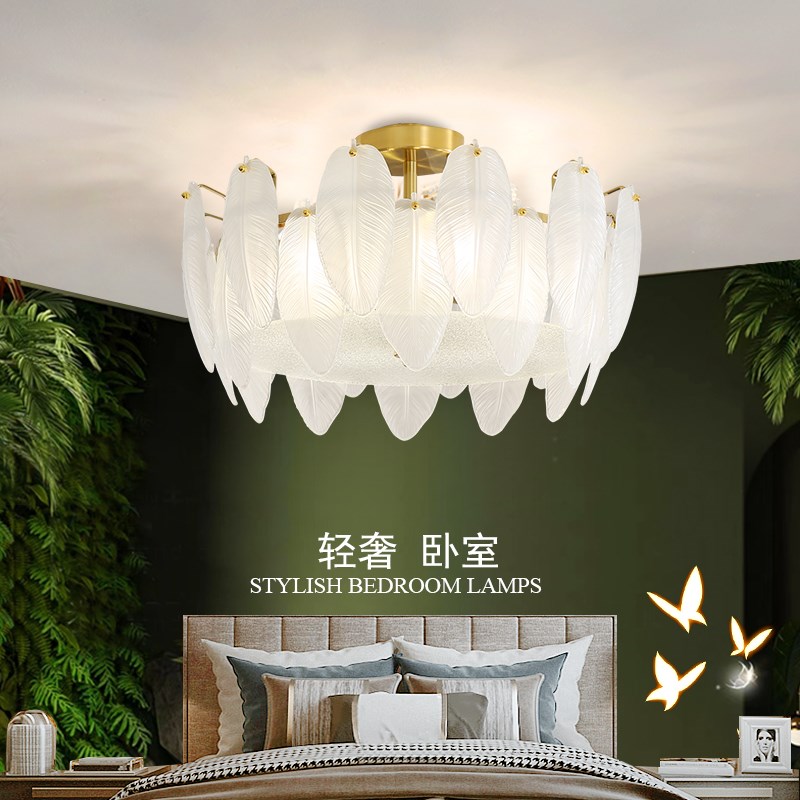 法式吸顶灯大气卧室圆形轻奢主卧房间个性艺N术家用简约现代水晶