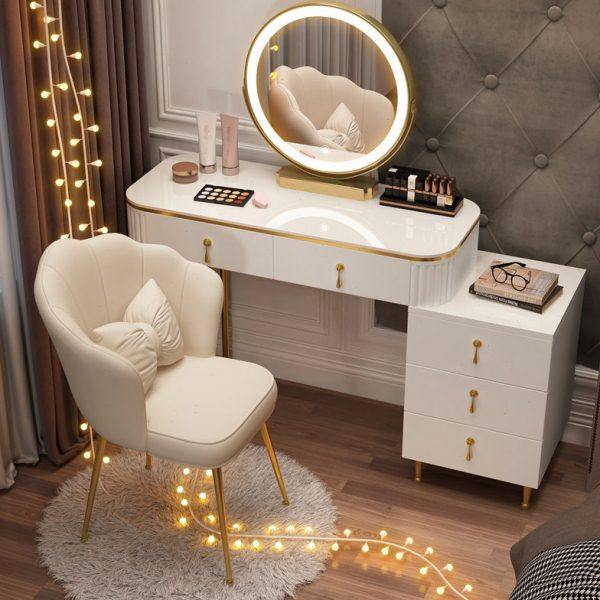轻奢梳妆台卧室现代简约小户型化妆台化妆桌收纳柜一体少女风迷你