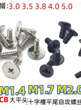 十字槽扁头平尾自攻螺丝 镀镍/黑色CB薄平头电子小螺钉M1.4M1.7M2