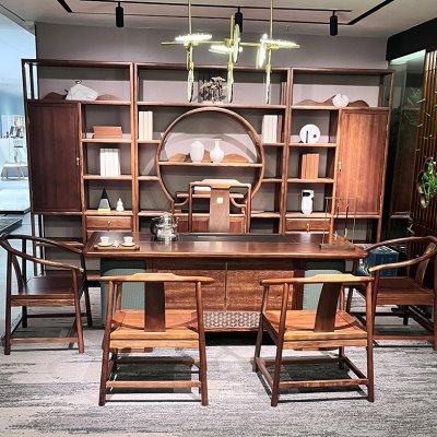 茶艺桌实木茶桌椅组合中式乌金木茶台会所酒店功夫泡茶台禅意家具