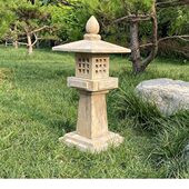 石灯笼仿古中式 庭院太阳能青石头灯户外园林景观电石灯 宫灯日式