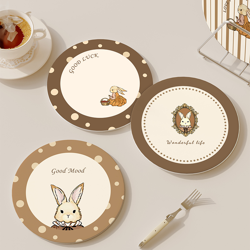 卡通可爱餐桌垫圆形陶瓷隔热垫防烫餐桌面保护垫耐高X温碗垫砂锅