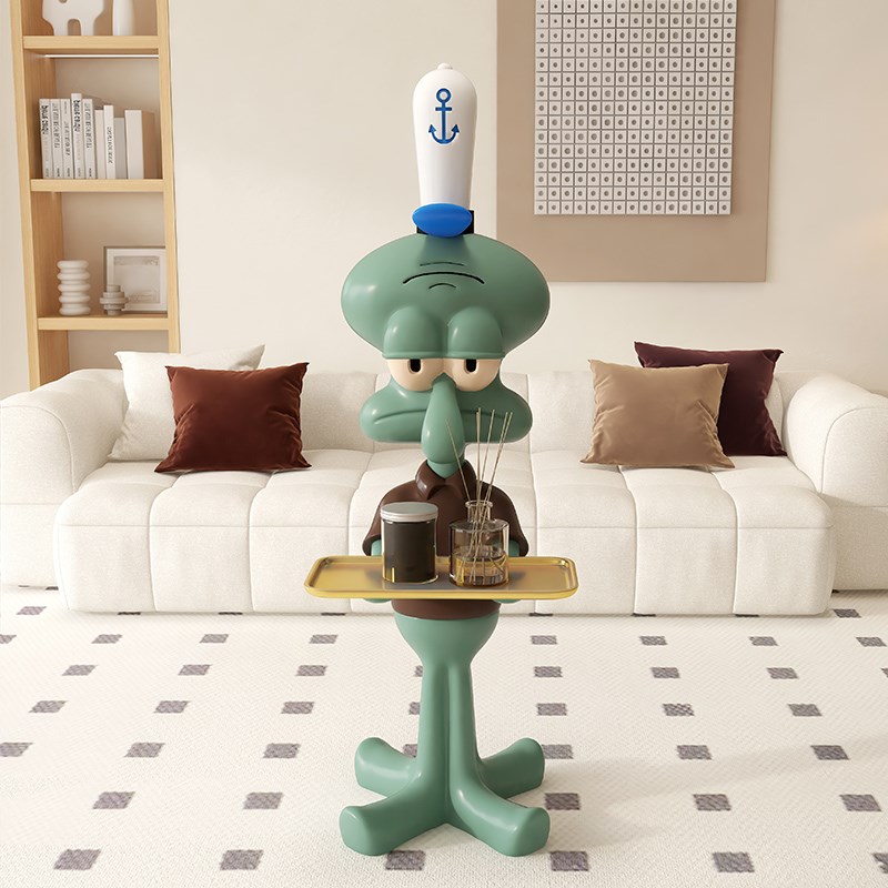 网红章鱼哥托盘落地o大号摆件电视柜沙发旁装饰客厅置物架钥匙收