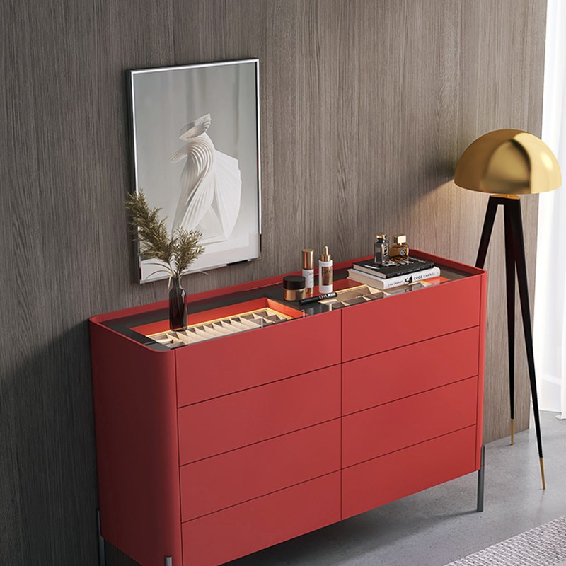 意式极简卧d室八斗柜轻奢现代简约多功能收纳抽屉柜实木玄关柜隔