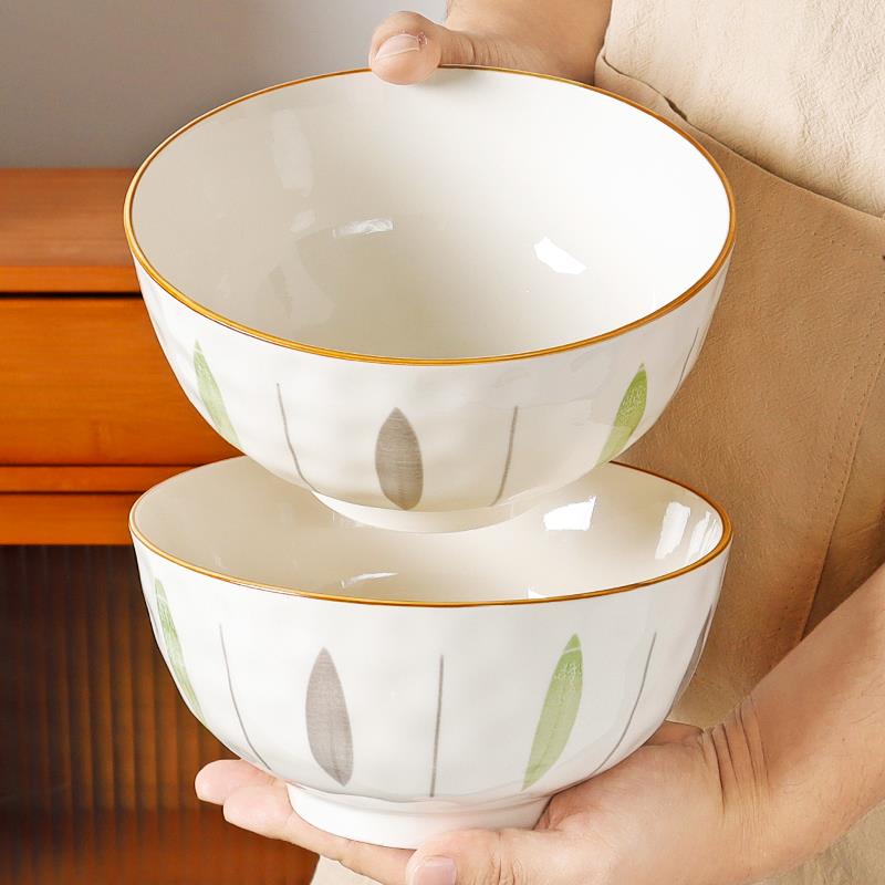 4只装汤碗家用2025新款高颜值大号汤面碗釉下彩陶瓷大碗汤盆咏柳